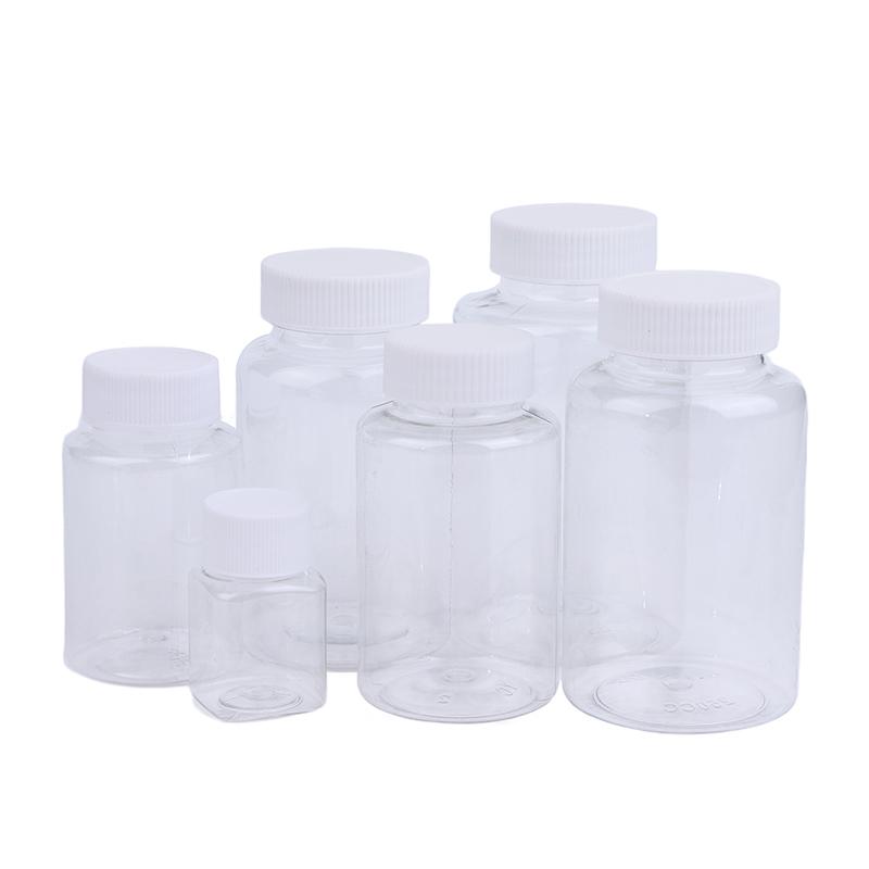 15-500 ml Transparente Plastikflasche Weithals Medizinflasche mit Schraubverschluss Dichtfläschchen Flüssigkeitsreagenzbehälter Lebensmittelqualität