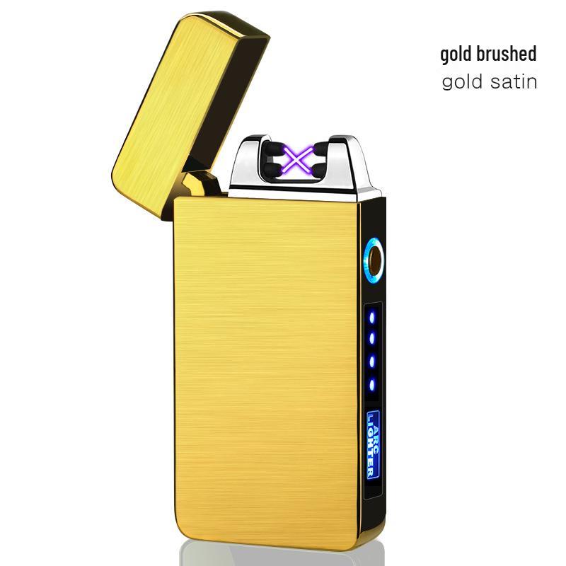 Men's Double Arc Windproof Lighter with Power Display and USB Charging