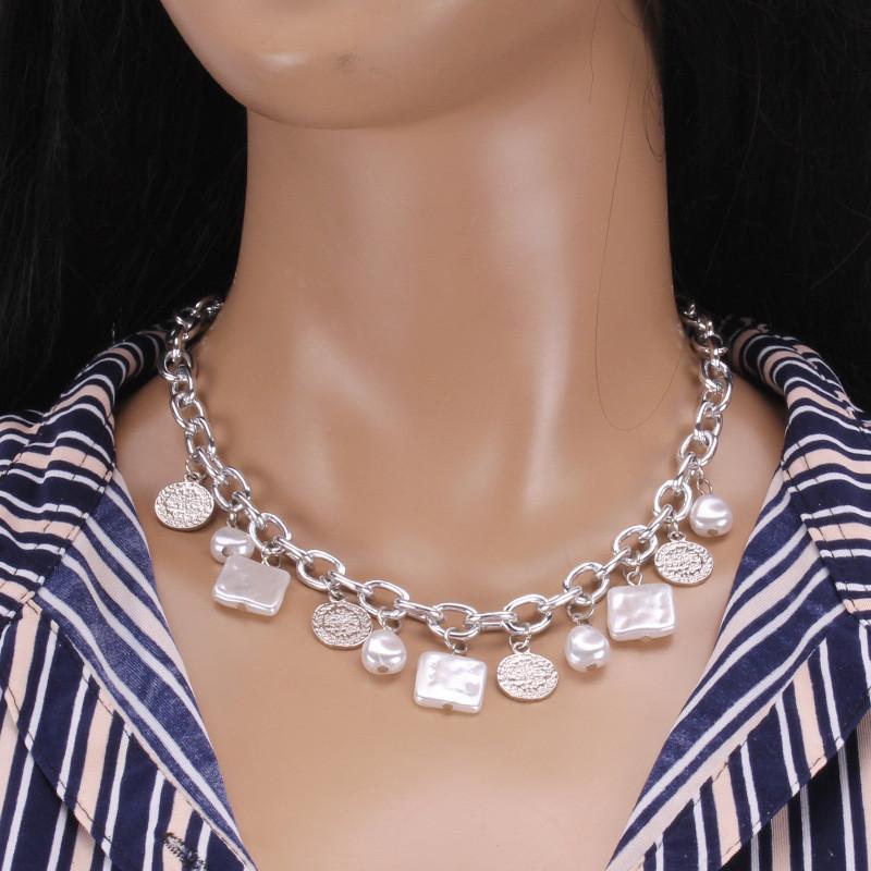 Geometric Gold Silver Alloy Multilayer Necklace For Women Spring 2021