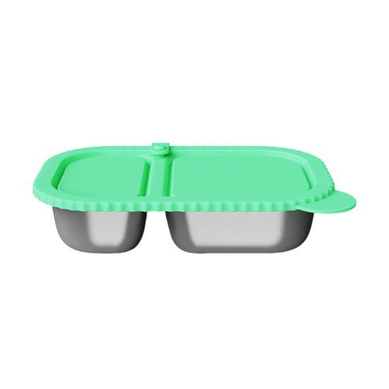 Opakovaně použitelná silikonová svačinová nádoba 2-přihrádková nepropustná krabička na potraviny pro omáčky ořechy myčka nádobí bezpečná krabička na svačinu