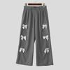 INCERUN Men High Zip-up Waist Bow Knot Casual Wide Legs Pants Trousers