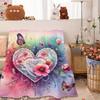 Colorful heart-shaped floral pattern Flannel printed blanket suitable for all seasons suitable for living office sofa and travel