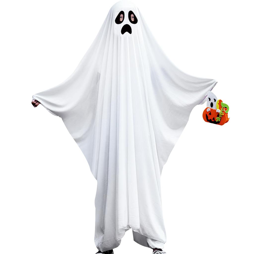 Maazusa Halloween Ghost Cosplay Costume, Full-Body Cloak, Dracula Ghost Jumpsuit, Cute Costume for Parents and Children, Adults, and Kids (Children's