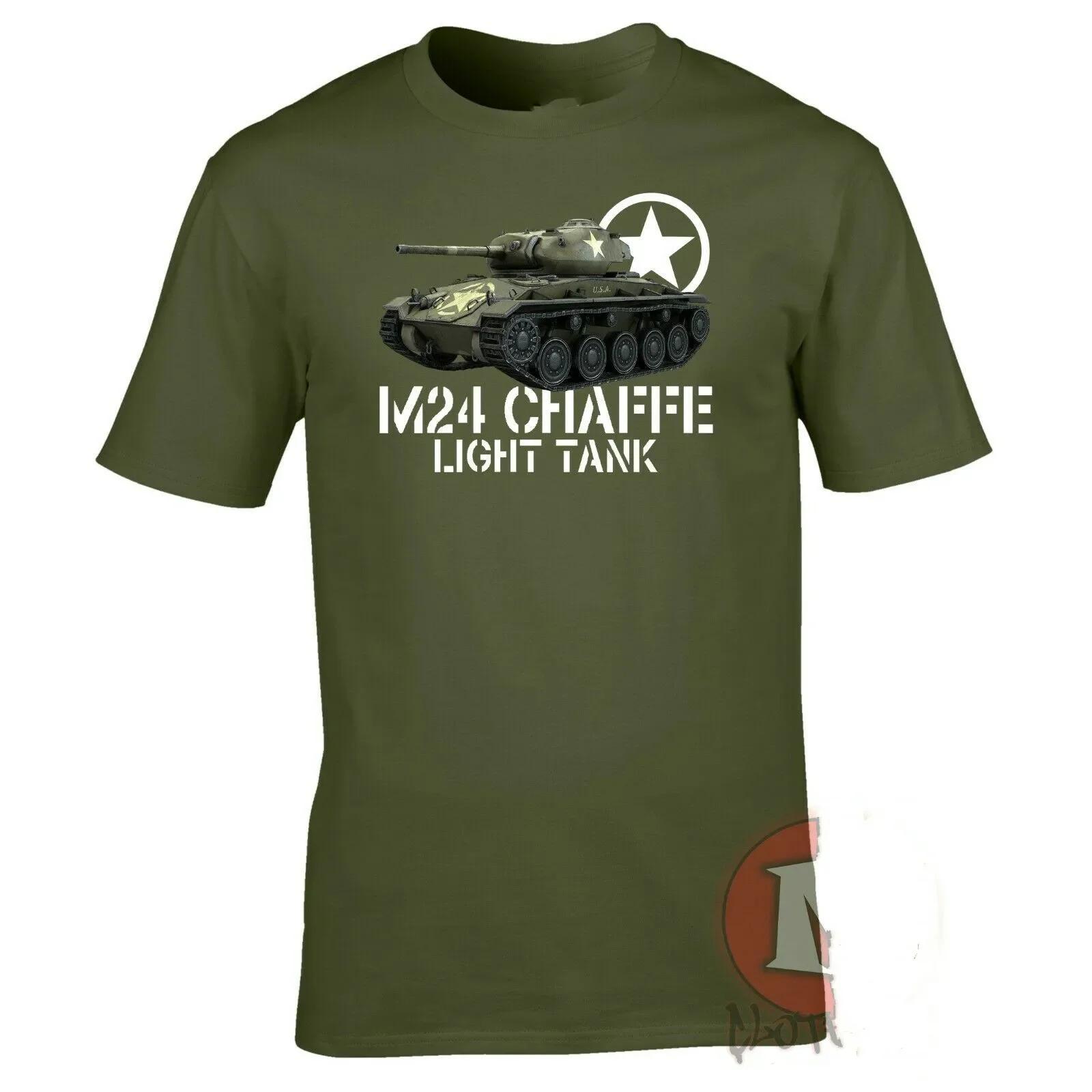 

US Army M24 Chaffe Light Tank TShirt WW2 Military Summer Cotton Short Sleeve ONeck Mens T Shirt New S3XL 4XL