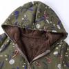 Womens Winter Warm Outwear Floral Print Hooded Pockets Vintage Oversize Coats