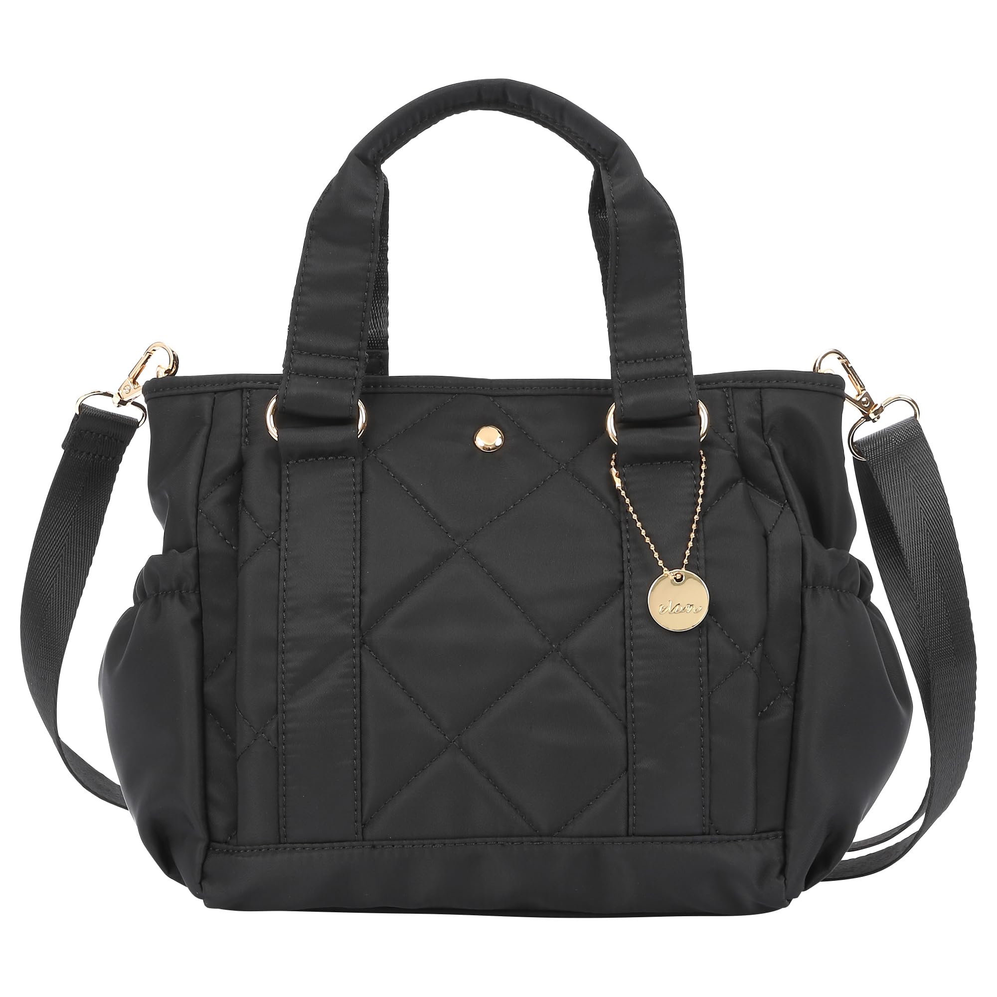 

Clan Women s Nylon Shoulder Bag, 2-Way, Crossbody, Lightweight, Water-Repellent, Quilted, with Multifunctional Pockets, Stands Free, Elegant, Stylish