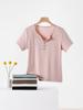 Summer Women Short Sleeve T Shirt With Half Open Collar For Casual And Office Wear