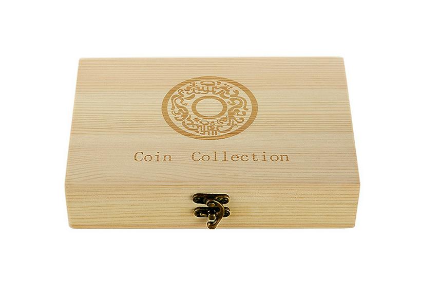 50-Piece Solid Wood Zodiac Coin Collection and Storage Box