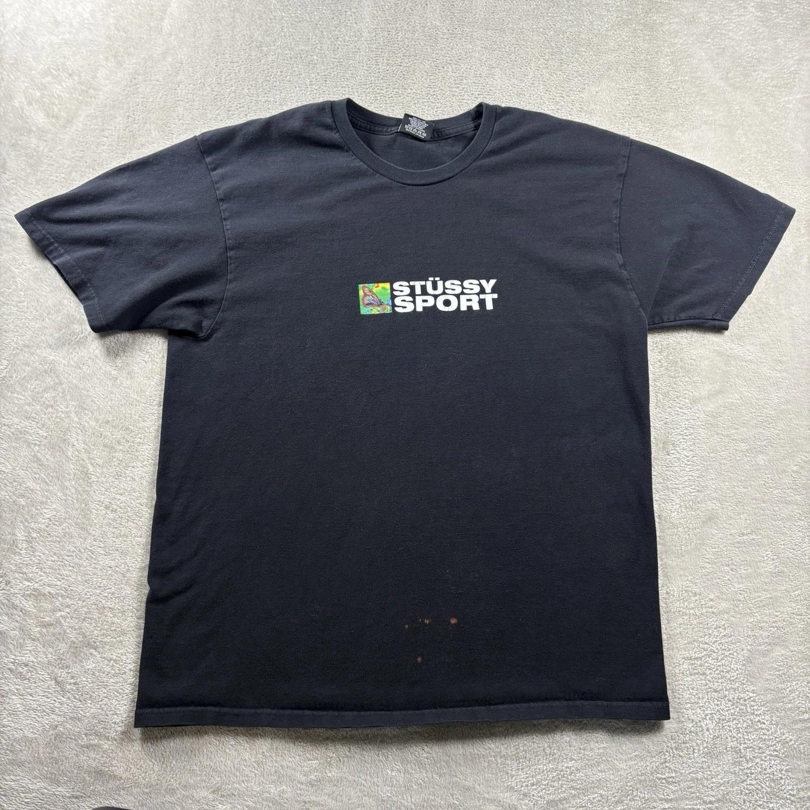 Винтажный Stussy Sport Логотип-бабочка Мужской Размер Большой Черный Y2K #3B 2XL