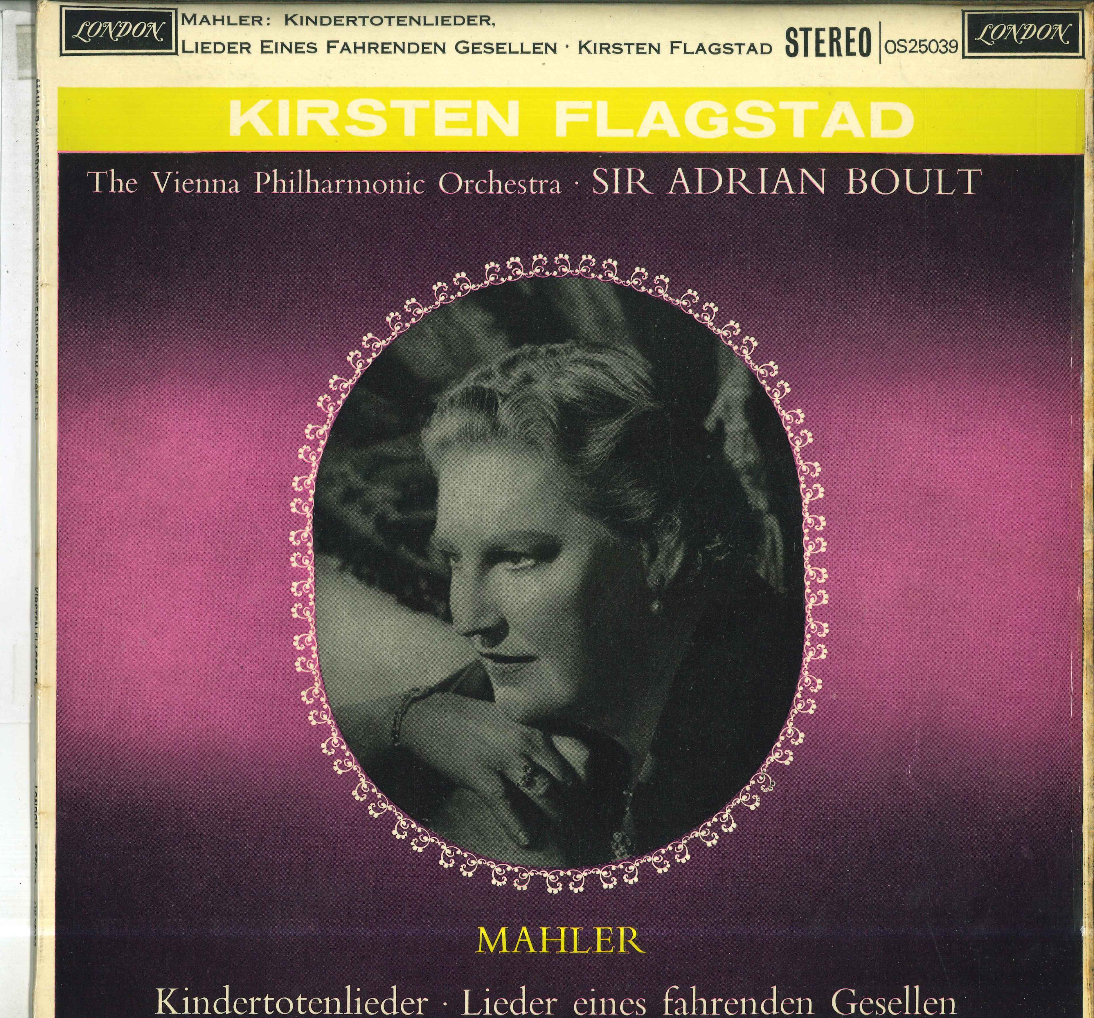 

LP Record KIRSTEN FLAGSTAD ADRIAN BOULT VIE Mahler Kindertotenlieder Lieder E OS25039 LONDON RECORDS UK Classical Used