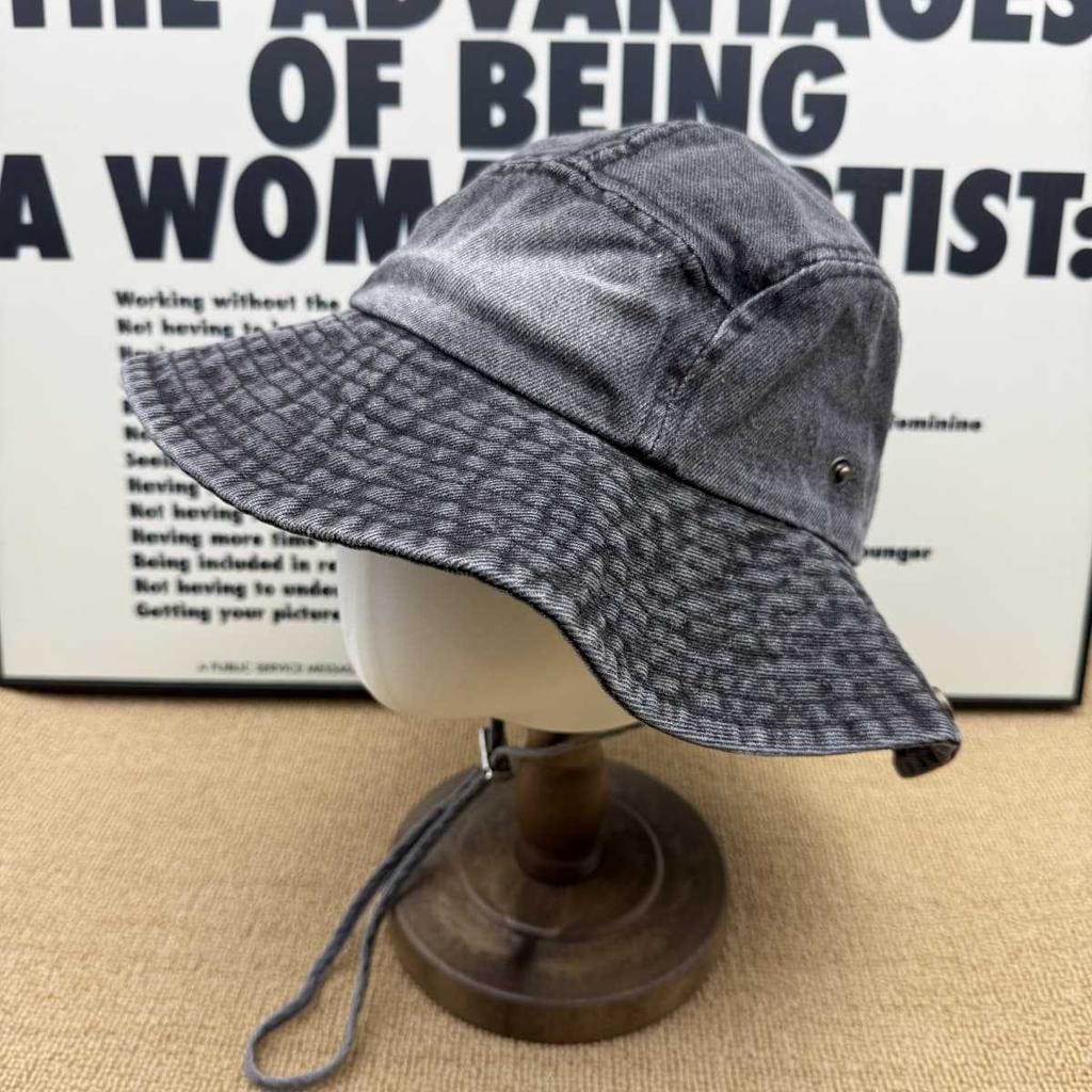 Retro Wind Gradual Change Denim Bucket Hat Men and Women Old Breathable Comfortable Anti-drop Rope Four Seasons Universal Basin Hat