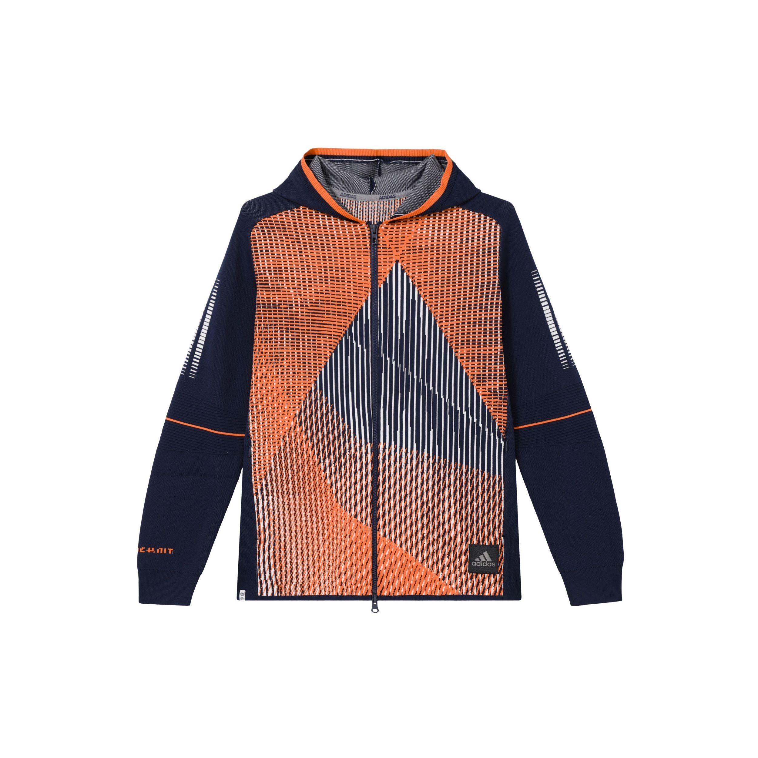 Adidas Primeknit Textured Pattern Full-Zip Golf Hoodie Women Navy HG1671 M