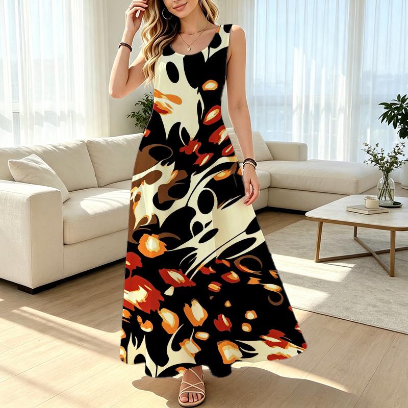 Women's Summer Casual Sleeveless Maxi Dress Soft Fabric,Flowy Hem,Everyday Wear,Elegant Vibe