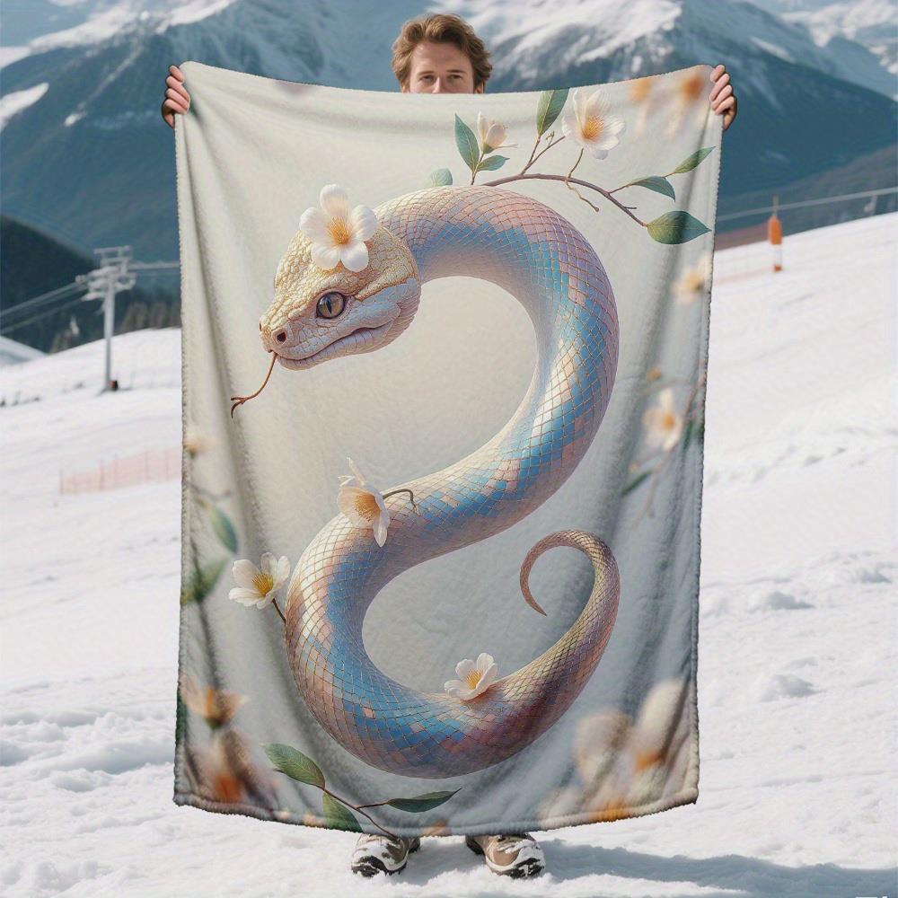 

Floral and python pattern Flannel printed blanket pillowcase suitable all seasons suitable for living room office sofa travel 75x100cm