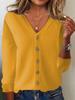 Women's Long Sleeve Knitted Cardigan: Plus Size Spring-Summer Sweater Coat