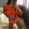 New bikini swimsuit bikini long-sleeved multi-colored mesh three-piece women's swimsuit