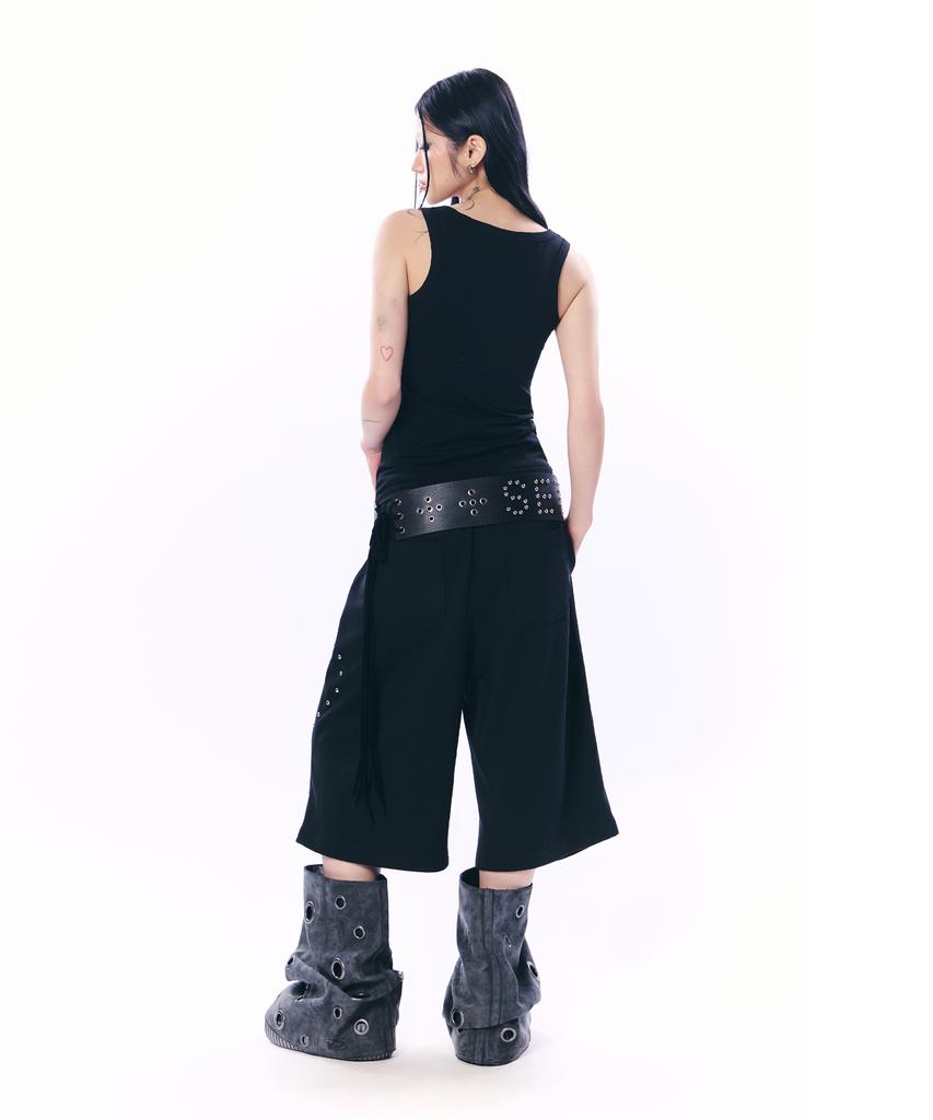 SETUP-EXE Logo Cross Sleeveless Top / Black