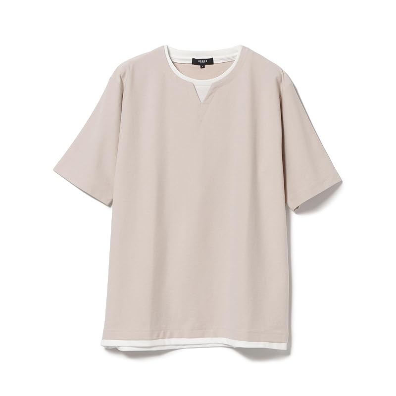 [Beams Heart] S/S TEE Cool touch sensation key neck layered T-shirt men's BEIGE S 42040333639