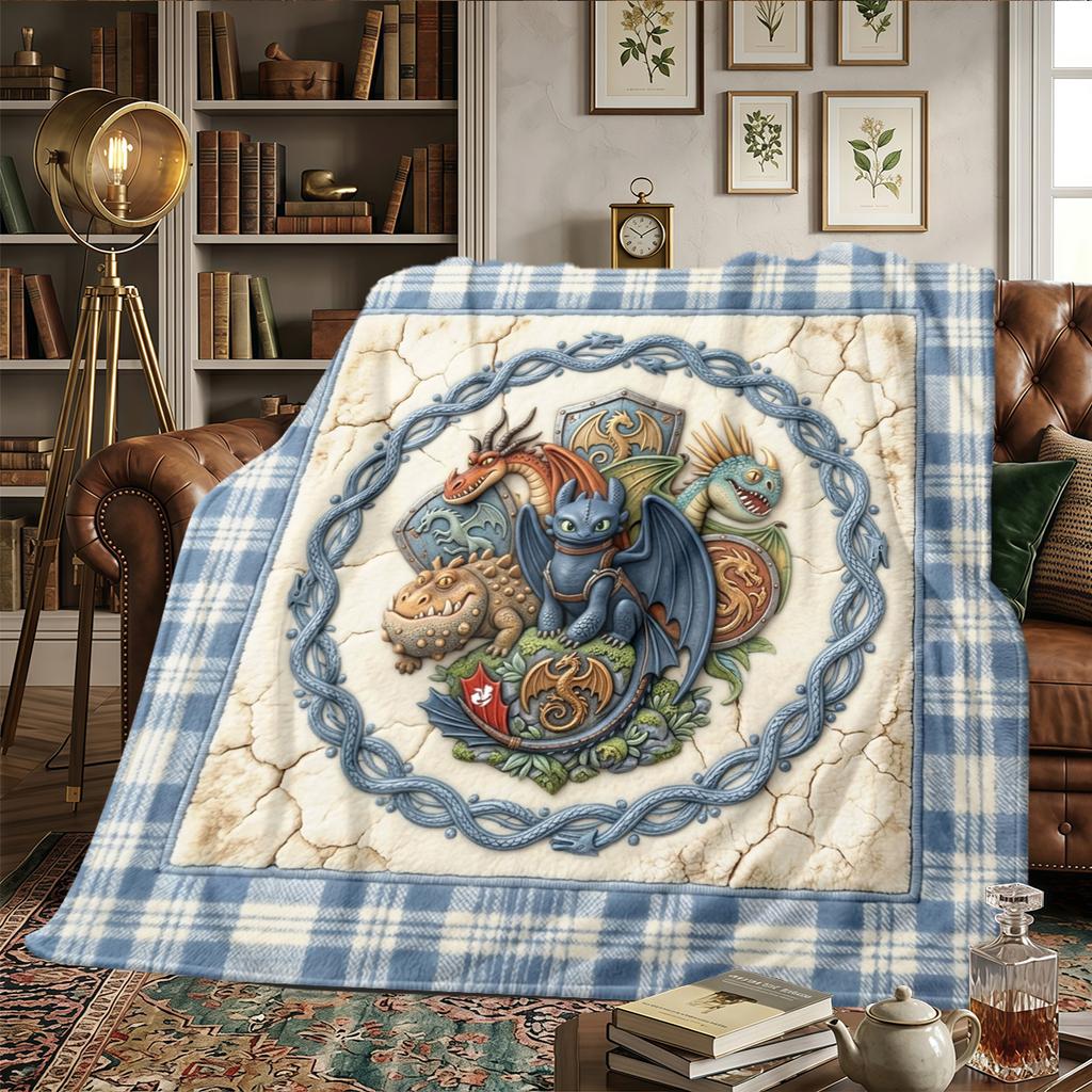 How to Train Your Dragon Warm Comfortable Flannel Blanket Printed, Fits Bedrooms, Sofas, Beds, Chairs, Picnics, Travel -HE25