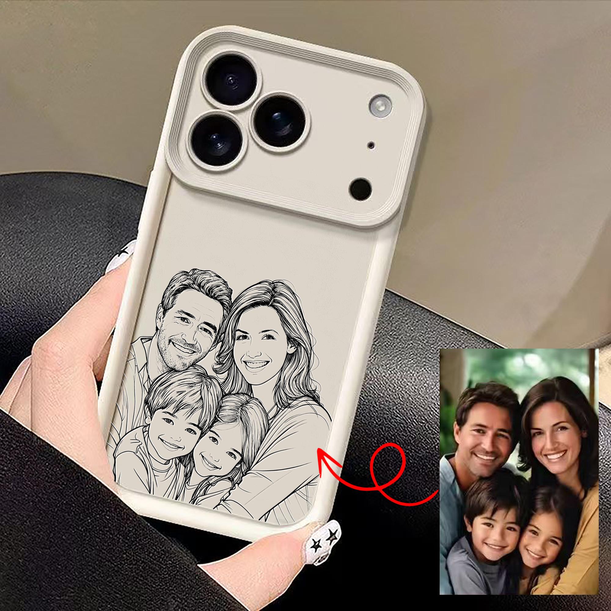 

Custom DIY sketch Family Couple Pet Friend Personal Portrait EtcImage Design For iPhone 11 12 13 14 15 16 17 Pro Max 17 Air Plus For iPhone 17 Air