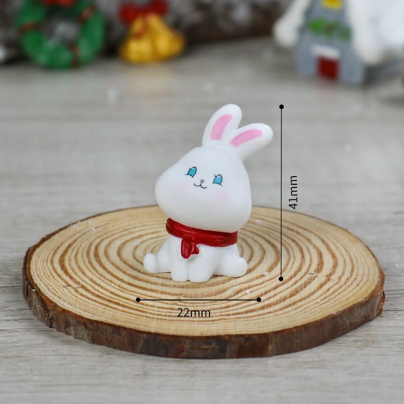 Christmas Resin Decorative ItemsMini Little Rabbits and Cute Cartoon Animals for Decoration and Landscaping