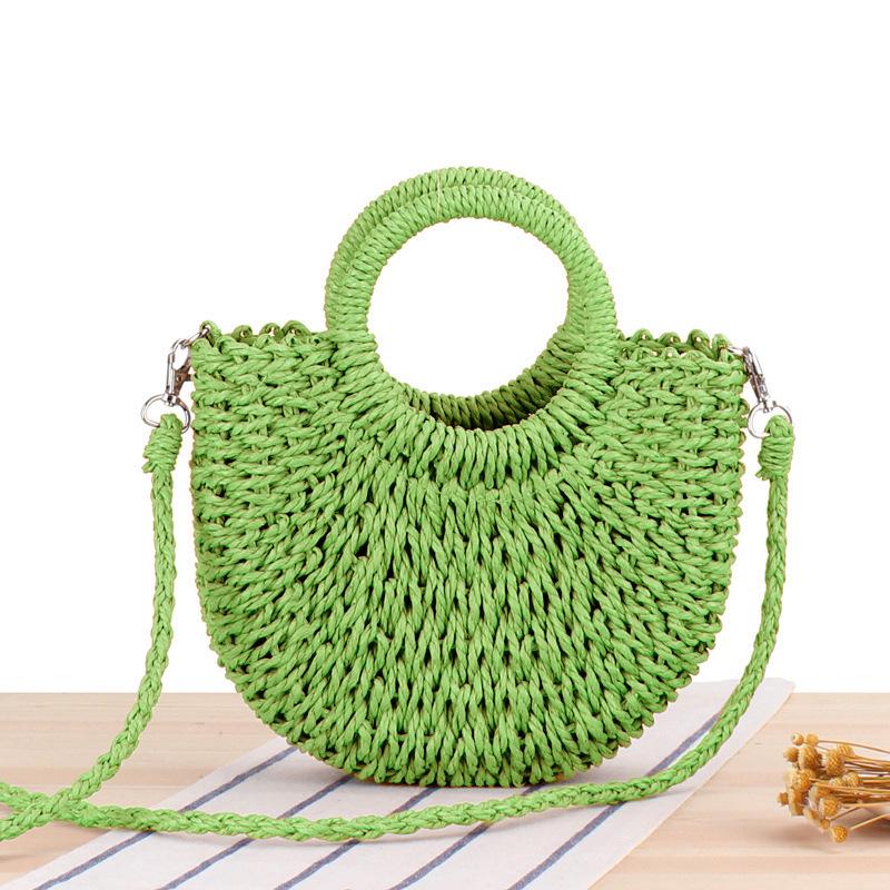 Women's Simple Style Semicircle Woven Beach Tote Crossbody Bag