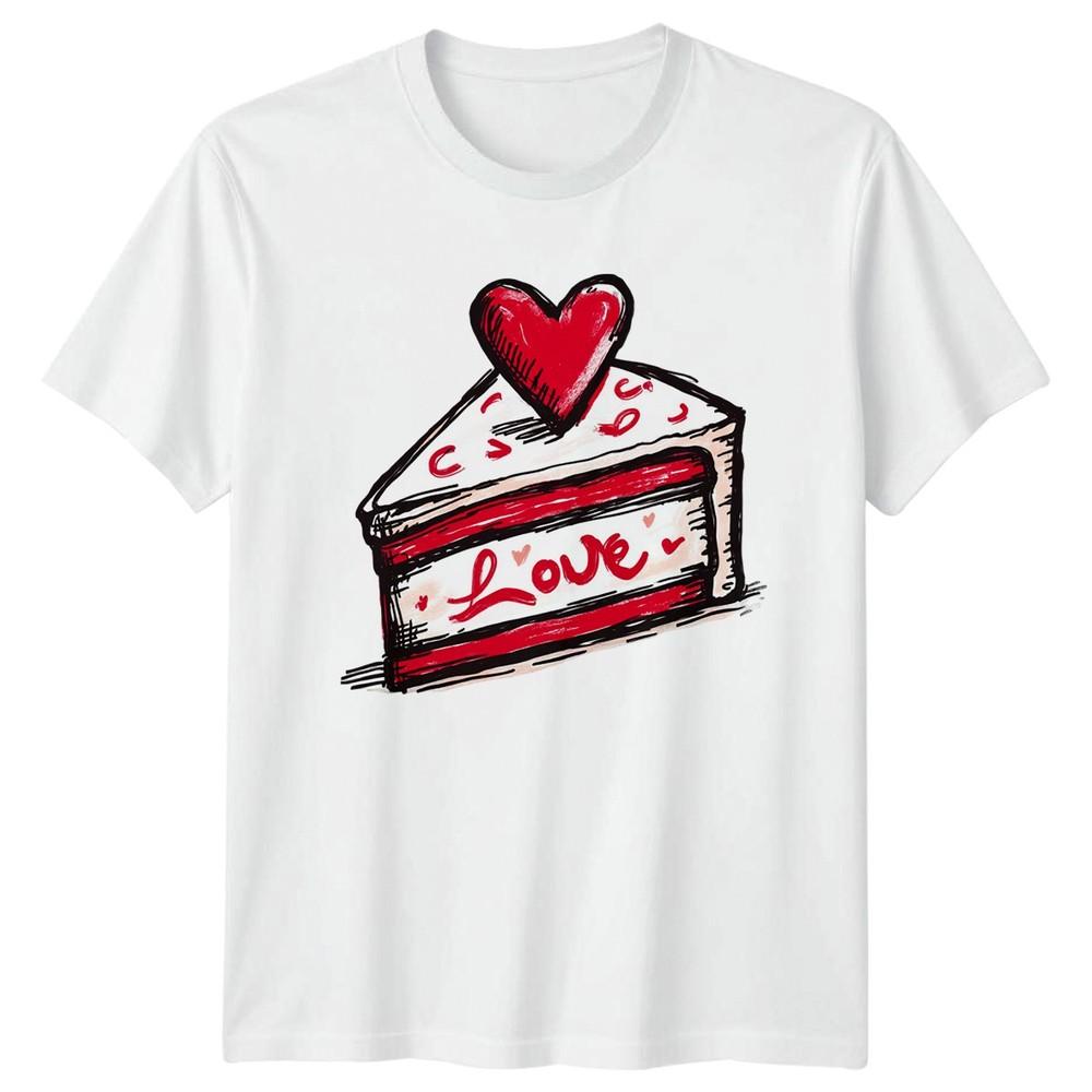 Love Heart Cake Slice Graphic TShirt Cake Dessert Valentines Day Gift S