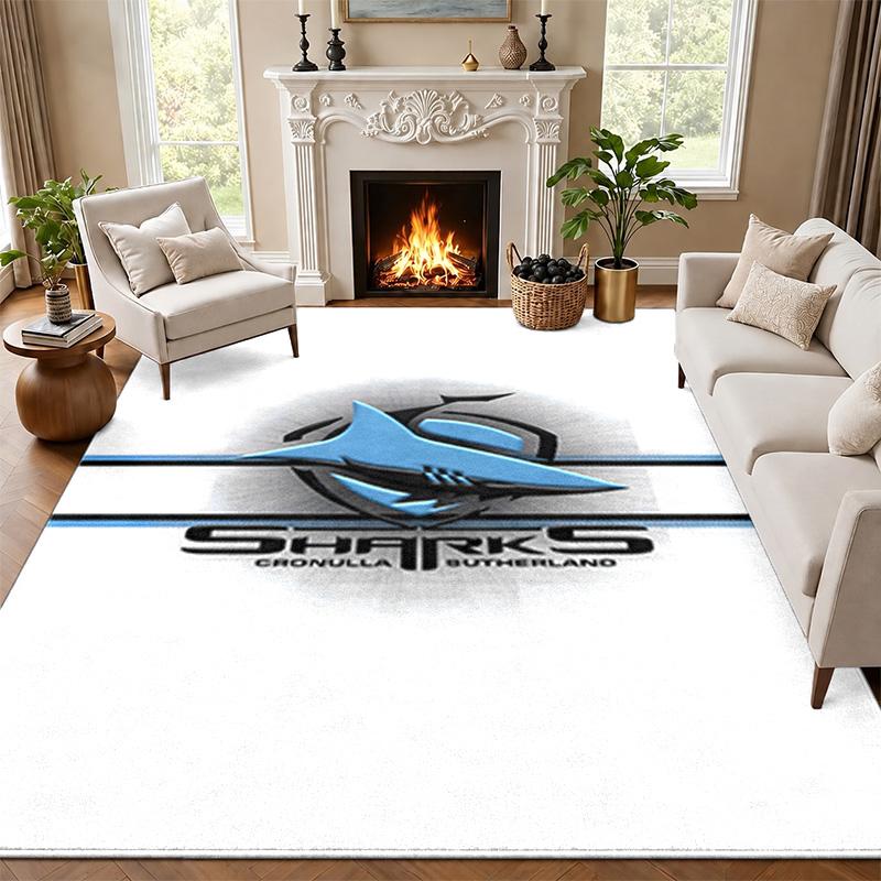 Cronulla Sharks Carpet Door Mat for Living Room or Bedroom Protective Mat Under Chair Office Decoration Christmas Gift Birthday Present