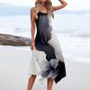 Women's Casual Fashion Round Neck Sleeveless Floral Print Irregular Hem Midi Dress