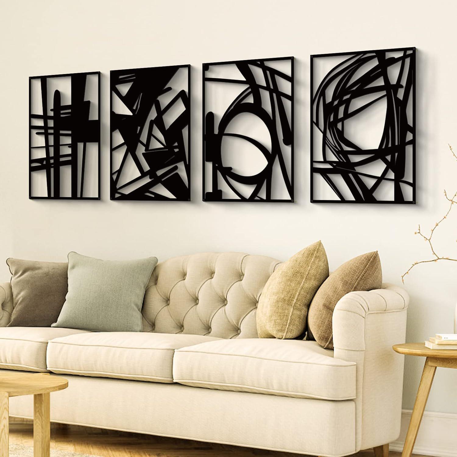 

Contemporary Geometric Abstract Art Metal Wall Pendant Ornament 40x28cm, 4PCS, A