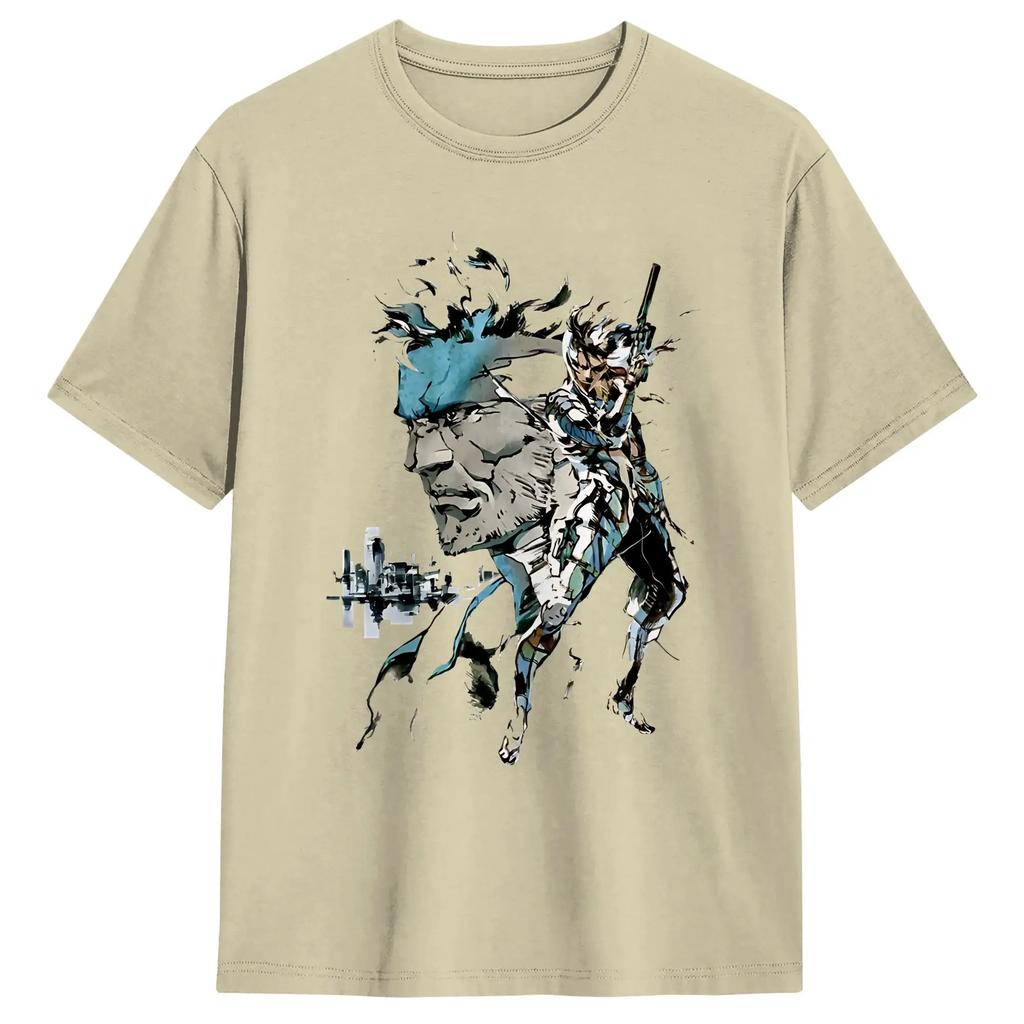 Men's T-Shirt Metal Gear Solid Snake MGS Crazy Pure Cotton Tee Shirt Short Sleeve  T Shirt Crewneck Clothing 4XL 5XL 6XL