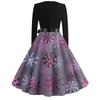 Women's Fashion Round Neck Casual Slim Christmas Printed Long Sleeve Dresses