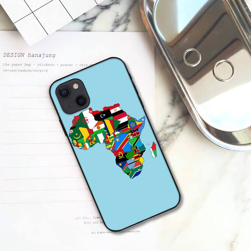 Africa Map Geogra Phone Case For iPhone 11 12 Mini 13 14 15 Pro XS Max X Plus SE XR Shell