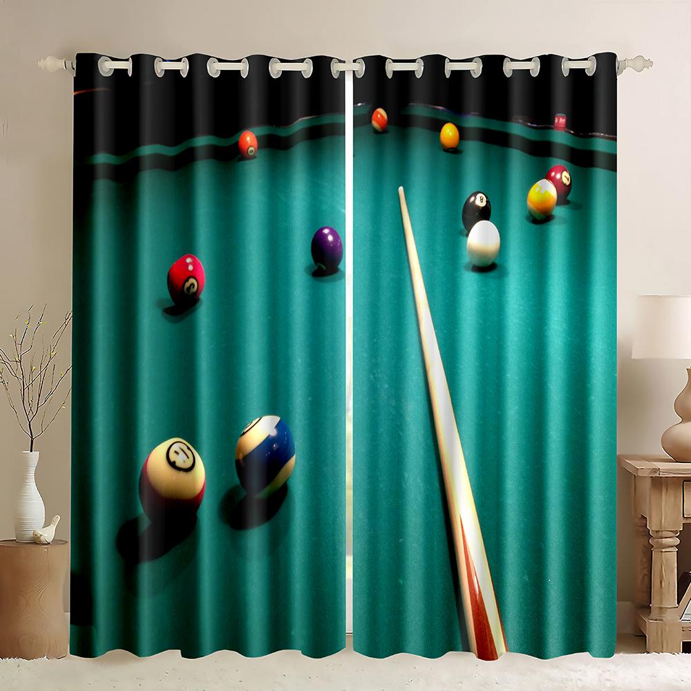 Kolorowe kule bilardowe 3D Konkursowa gra rozrywkowa Zasłony do salonu Sypialni Dekoracja Zasłona zaciemniająca Draperia 2 SZT.