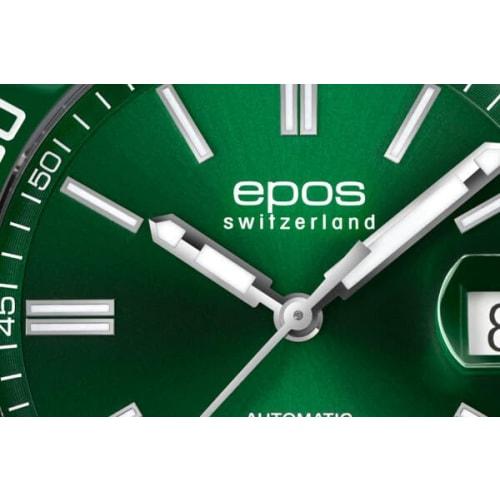 EPOS Men's 500m Water Resistant Automatic Diver's Watch with Ceramic Bezel, Model 3504GRN, Green
