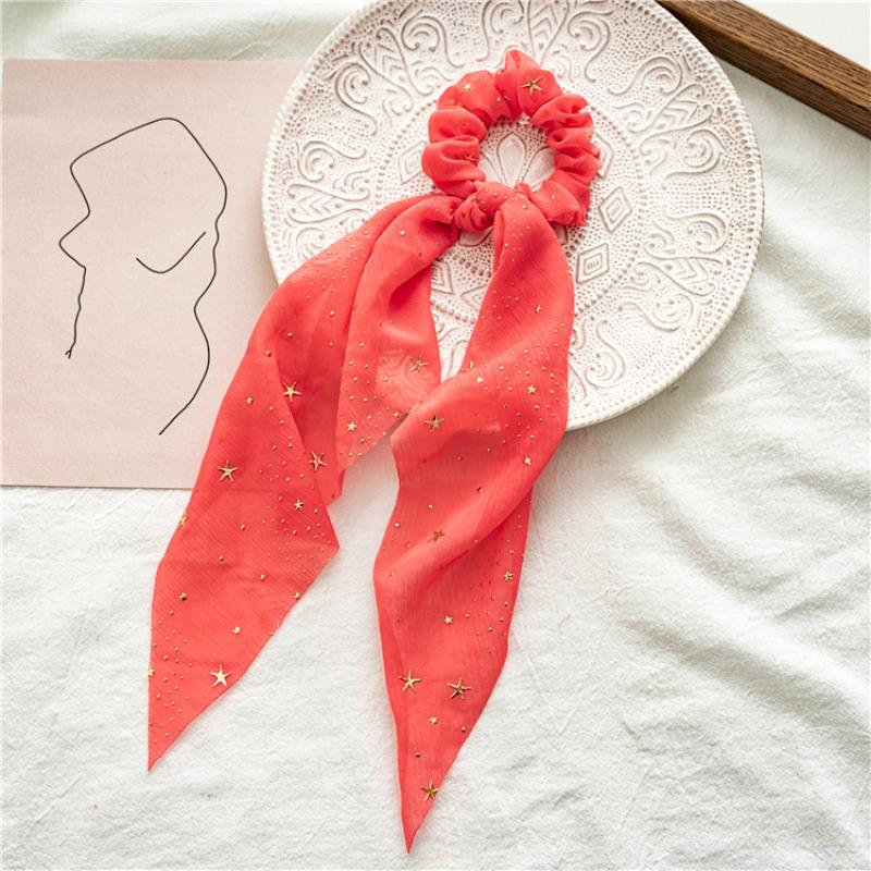 Spring and summer new chiffon star ponytail streamer large intestine ring hair accessories female tie hair ring spot