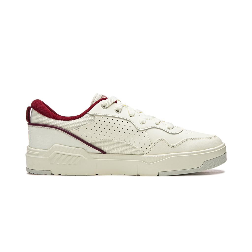 Li Ning Common 80s Coverage Slip Resistant, Abrasion Resistant, Lightweight Low Top Skateboard Shoes Men's White Red AGCW013-1