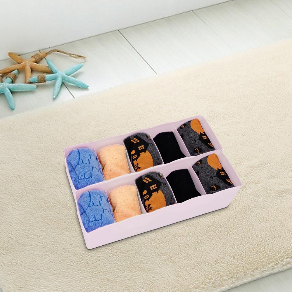 Plastic Drawer Organizer Bra Underwear Socks Cube Basket With 5 Grids