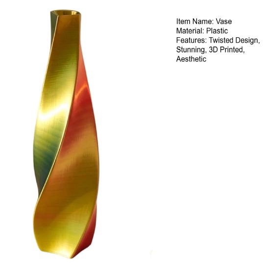 3D Printed Twisted Vase Silk-Like Minimalist Flower Arrangement Holder Nordic Style Decorative Flower Vase for Coffee Table Shelf Office Decor