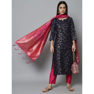 Indyjski damski zestaw Salwar Kameez Bawełna Jedwab Strój imprezowy Tunika Projektant Kurti VSO-1755 c