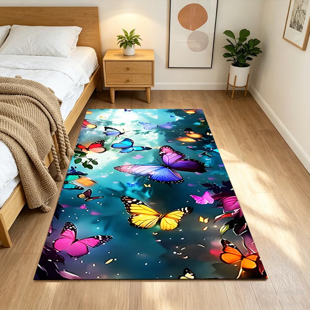 Purple Butterfly Night Magic Non-Slip Home Carpet Design for Office Decor Living Room Bedroom Gift