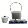 1 Set Of 4 Pcs Ceramic Travel Tea Set Include One Pot And Three Cups Outdoor Camping Portable Tea Set For Home Restaurant Hotel Office Tea Accessories