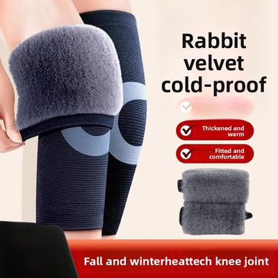 Knee Pads Winter Warm Knee Pads Outdoor Sports Knee Pads Warm Cycling Artifact Winter Velvet Thickened Rabbit Fur Knee Pads