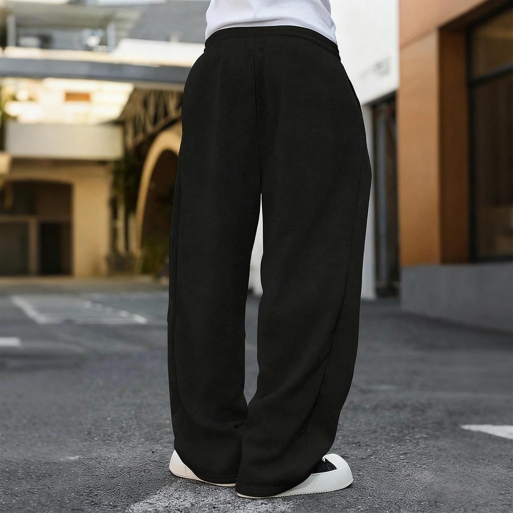 Herren Baggy Sweatpants Fleece Freizeithose Elastischer Bund Sportliche Trainings-Jogginghose Herbst Winter