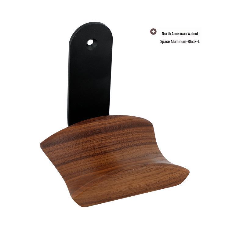 Solid Black Walnut Over-Ear Headphone Stand - Simple Wooden Display Hanger