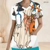 Women Plus Size White Halloween Cartoon Duck Printed V Neck Short Sleeve Nurse Scrub Top With Front Pockets