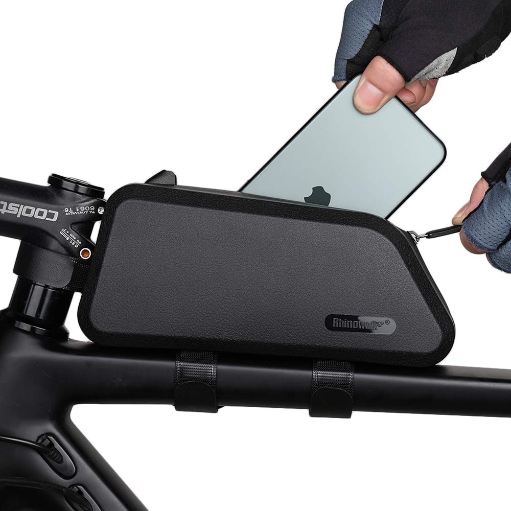 Rhinowalk Bicycle Top Tube Bag, Frame Bag, Waterproof, Lightweight, 1.5L Capacity, Easy Storage, TPU Material, for Road Bikes