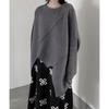 Plus Size Women Autumn Winter Irregular Sweater Loose Casual Long Sleeve Knitted Pullover Spliced Knitwear Jumper Tops