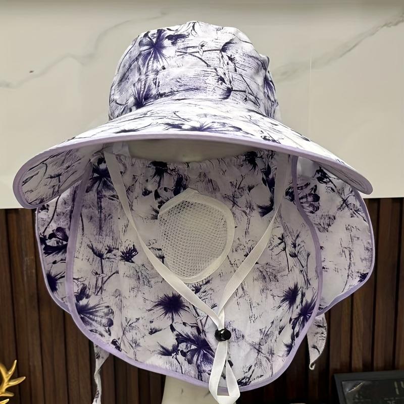Fisherman's Hat Women's Summer Cycling Sunshade with Face Veil Wide Brim Outdoor Full Protection Breathable