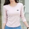 Navava Women S Ribbon PoinT Round Neck Long Sleeve T ShirT nT3053